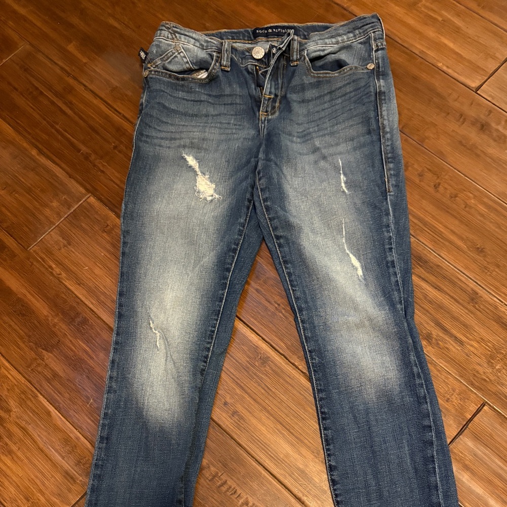 Classic Blue Distressed Women Jeans